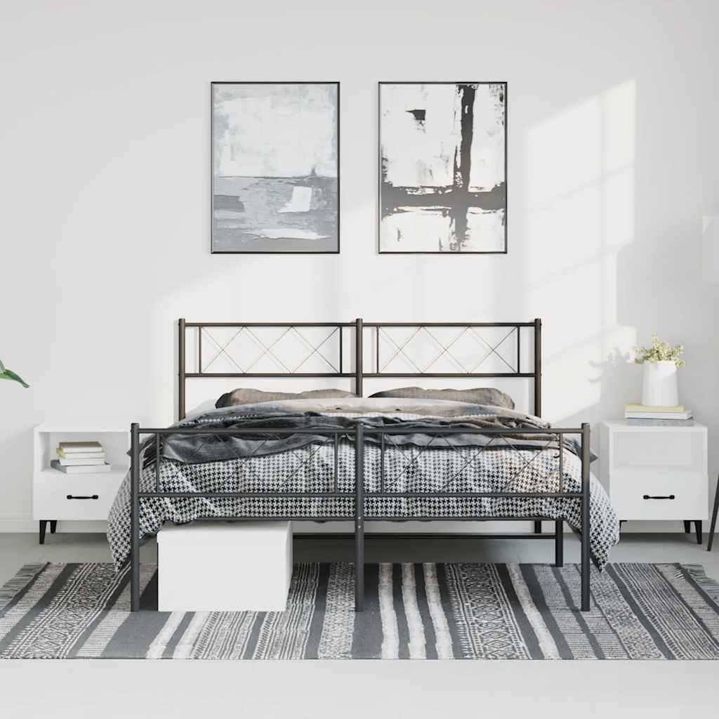 Bedframe met hoofd- en voeteneinde metaal zwart 150x200 cm
