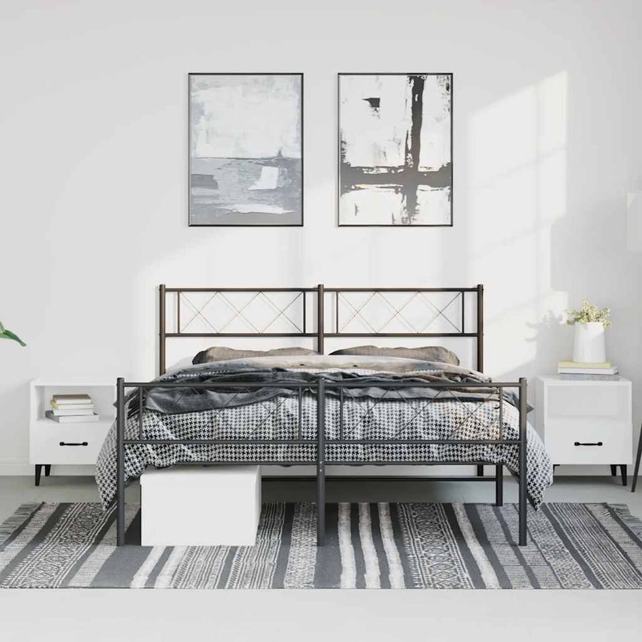 Bedframe met hoofd- en voeteneinde metaal zwart 150x200 cm