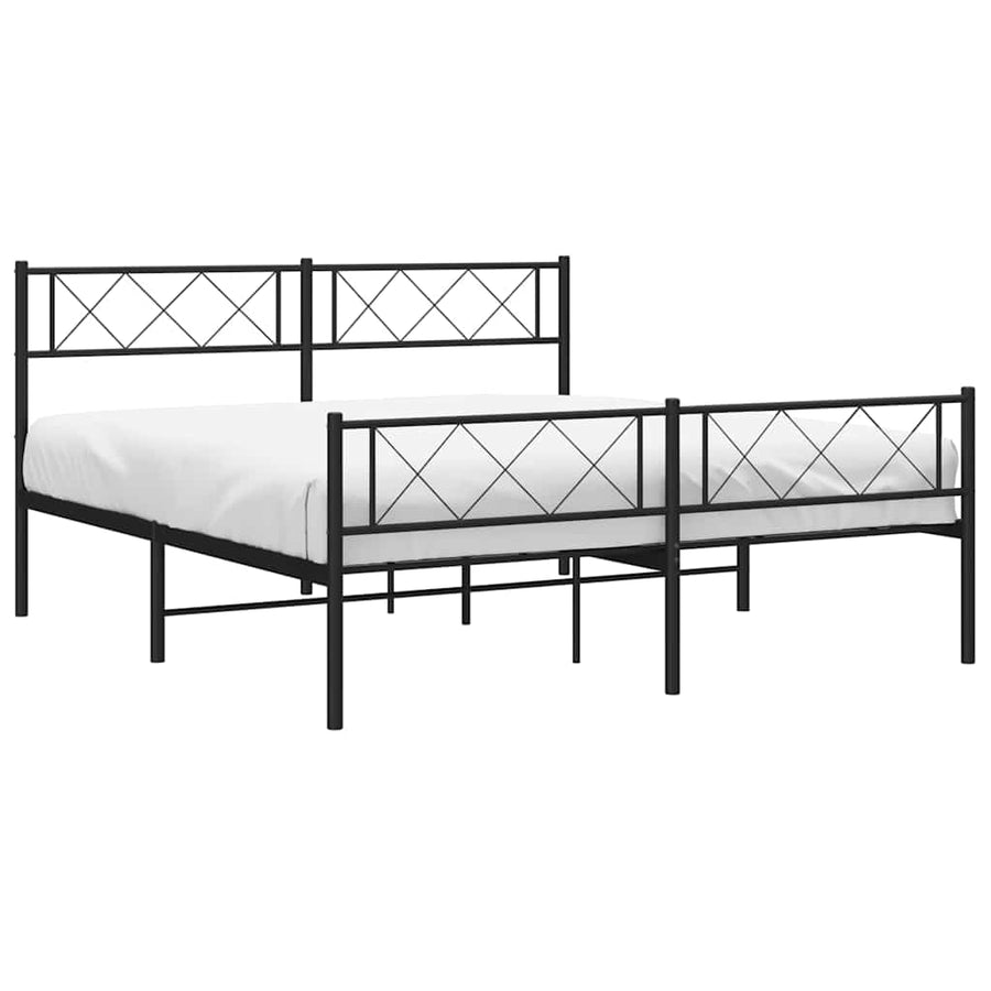Bedframe met hoofd- en voeteneinde metaal zwart 150x200 cm