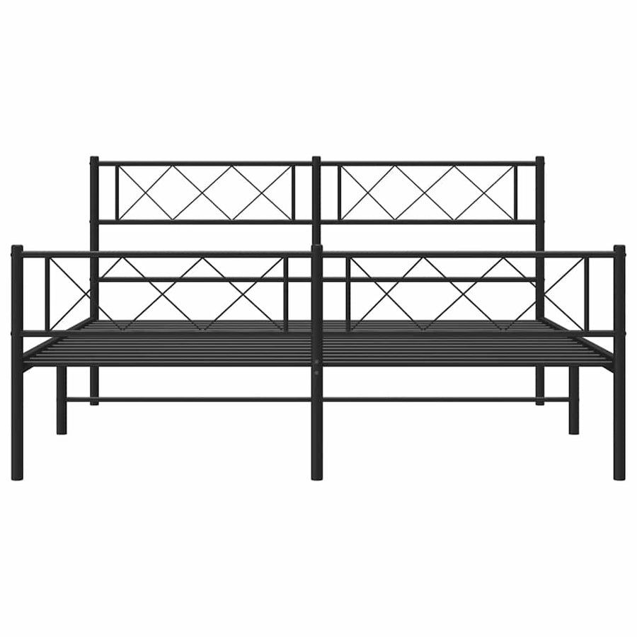 Bedframe met hoofd- en voeteneinde metaal zwart 150x200 cm