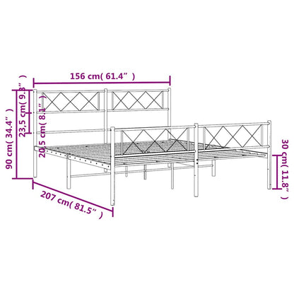 Bedframe met hoofd- en voeteneinde metaal zwart 150x200 cm