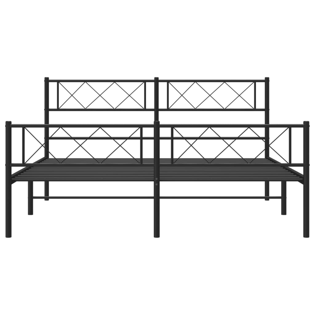 Bedframe Met Hoofd- En Voeteneinde Metaal 160 x 200 cm Zwart met hoofdbord & voetbord