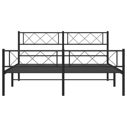 Bedframe Met Hoofd- En Voeteneinde Metaal 160 x 200 cm Zwart met hoofdbord & voetbord