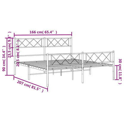 Bedframe Met Hoofd- En Voeteneinde Metaal 160 x 200 cm Zwart met hoofdbord & voetbord