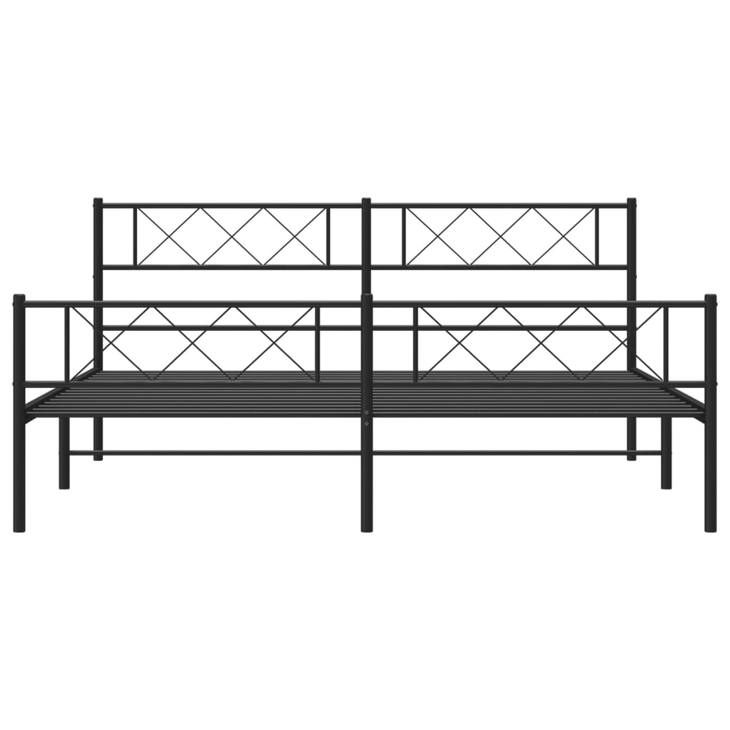 Bedframe Met Hoofd- En Voeteneinde Metaal 183 x 213 cm Zwart met hoofdbord & voetbord