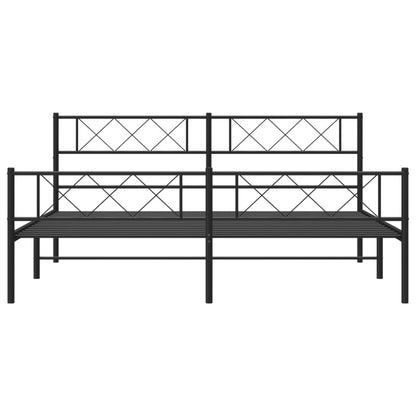 Bedframe Met Hoofd- En Voeteneinde Metaal 183 x 213 cm Zwart met hoofdbord & voetbord