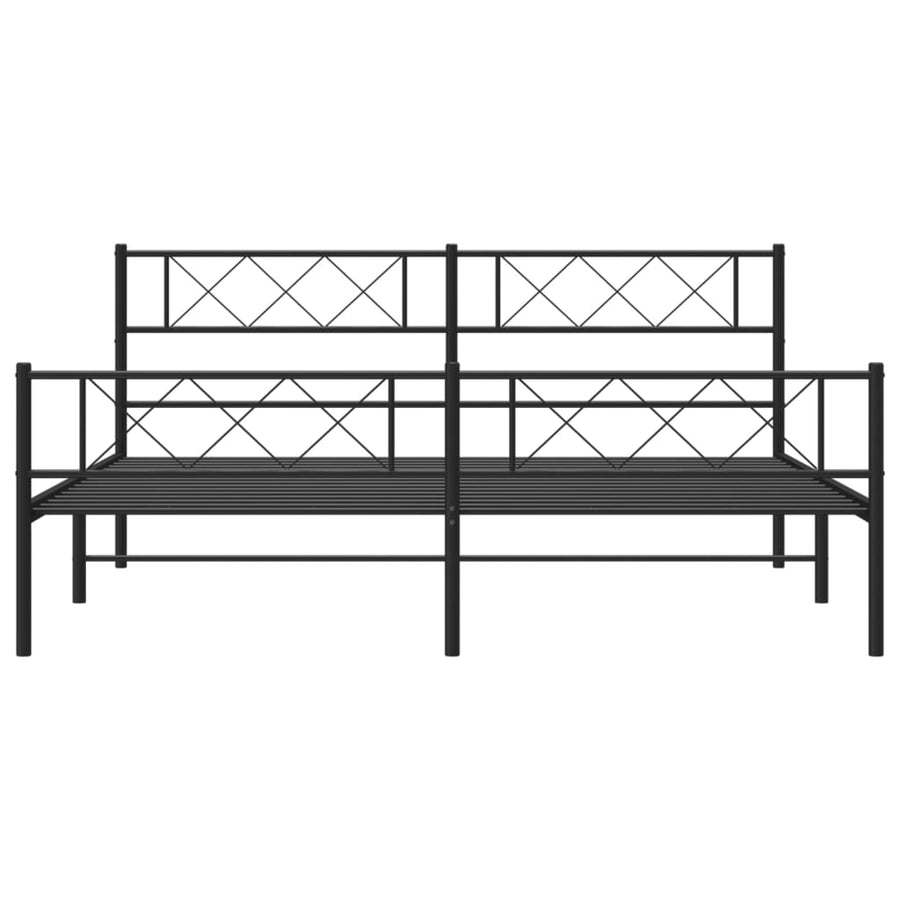 Bedframe Met Hoofd- En Voeteneinde Metaal 193 x 203 cm Zwart met hoofdbord & voetbord