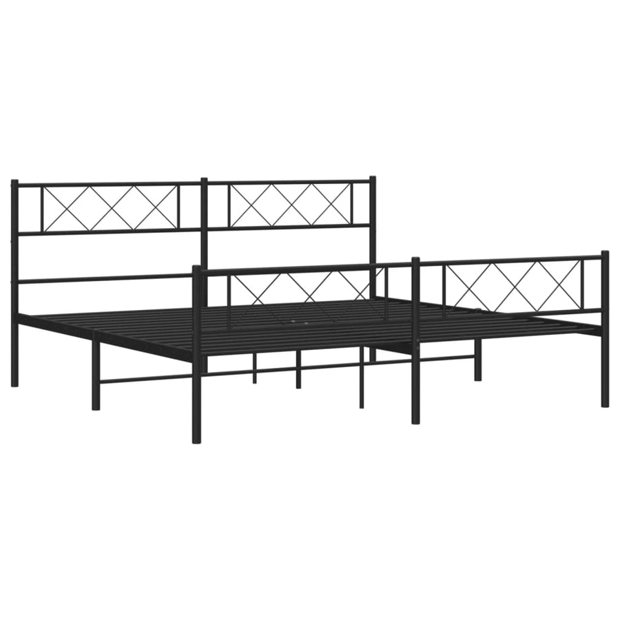 Bedframe Met Hoofd- En Voeteneinde Metaal 193 x 203 cm Zwart met hoofdbord & voetbord