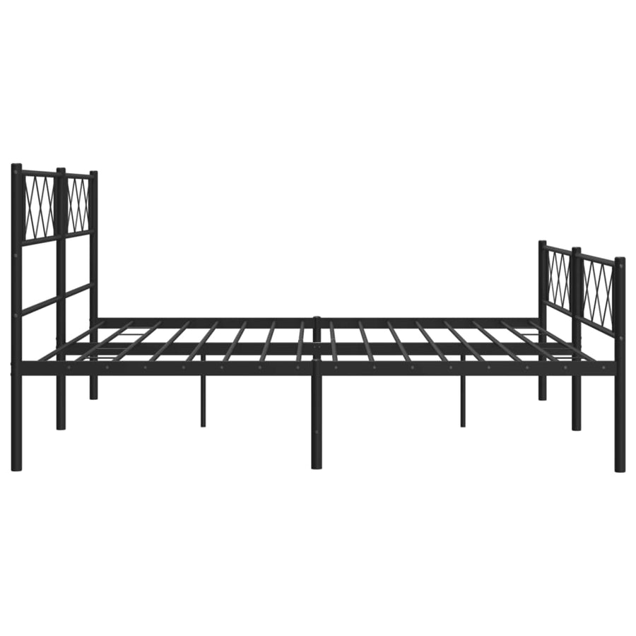 Bedframe Met Hoofd- En Voeteneinde Metaal 193 x 203 cm Zwart met hoofdbord & voetbord
