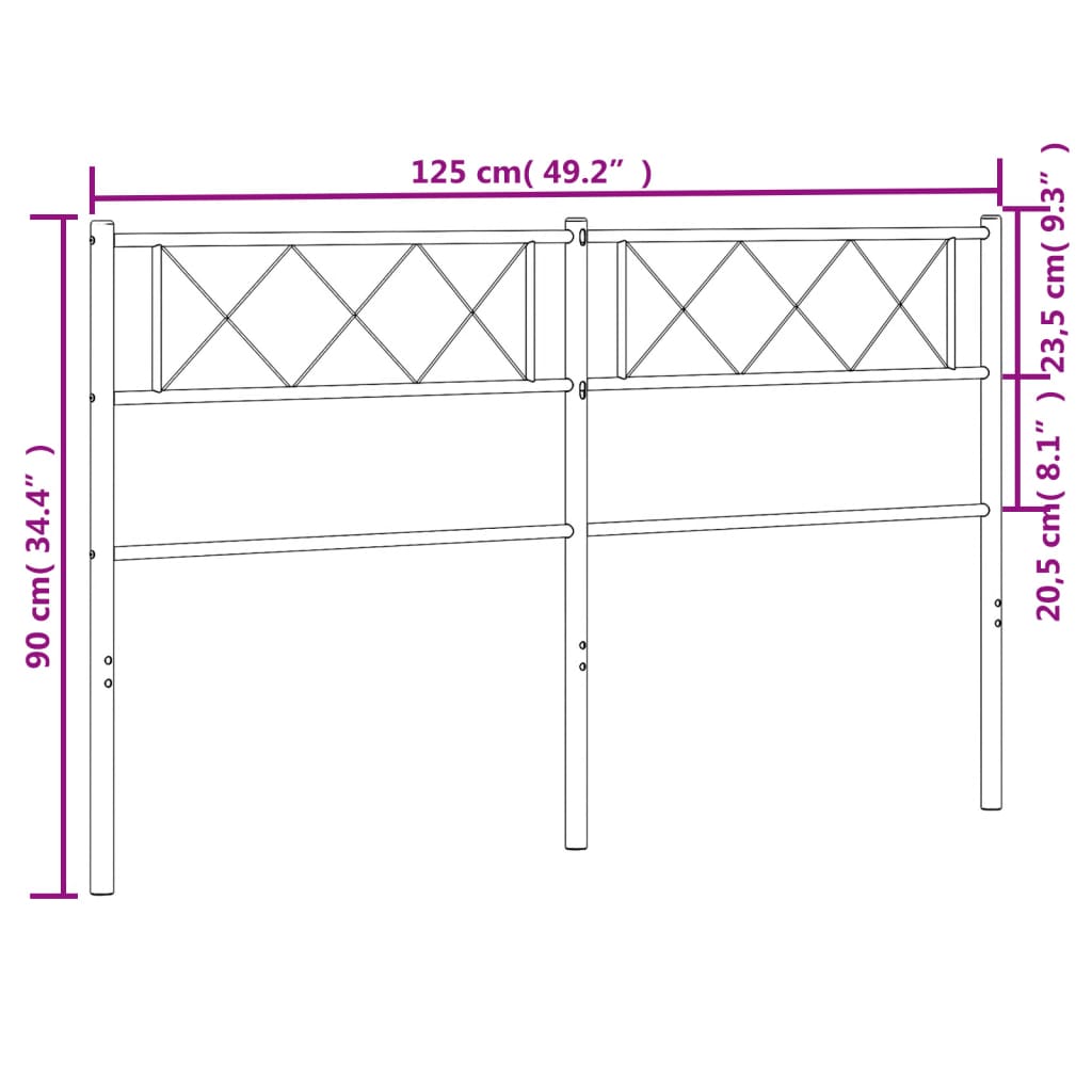 Hoofdbord 120 cm metaal zwart