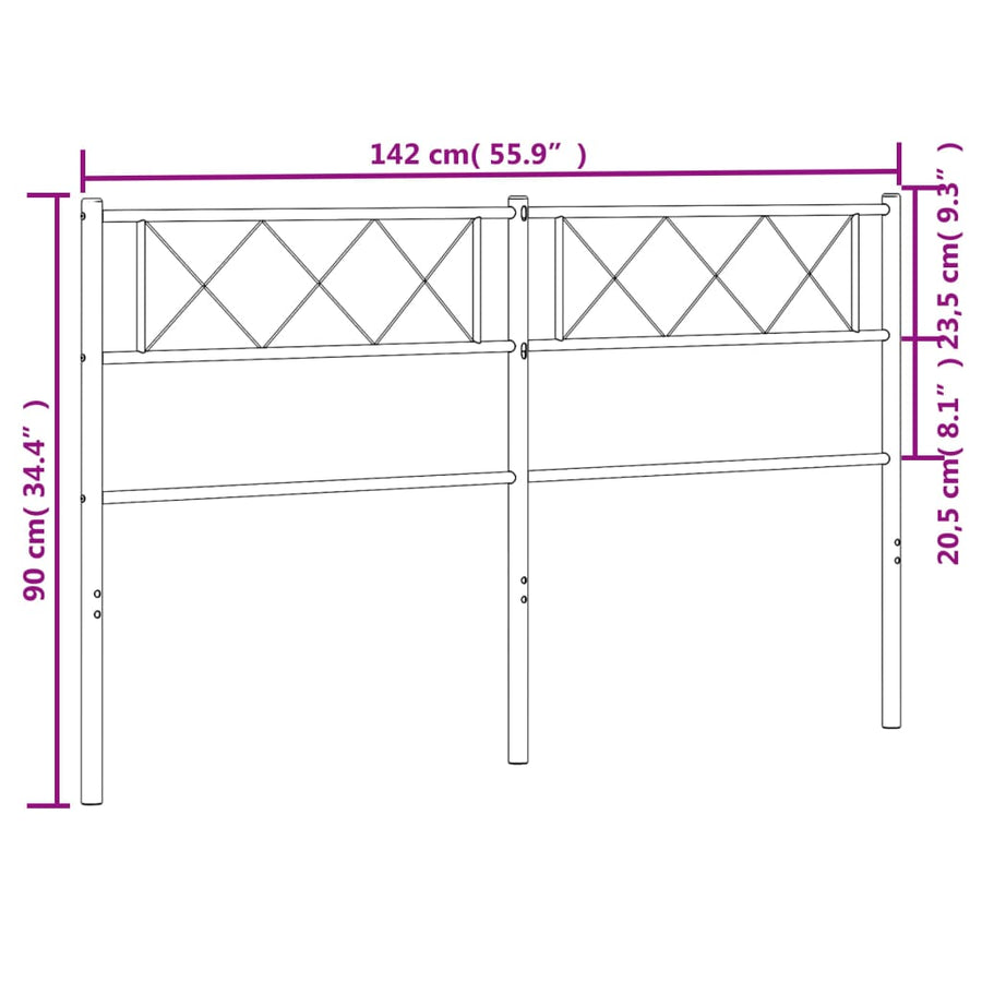 Hoofdbord Metaal 135 cm Zwart