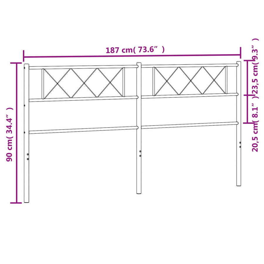 Hoofdbord 180 Cm Metaal Zwart