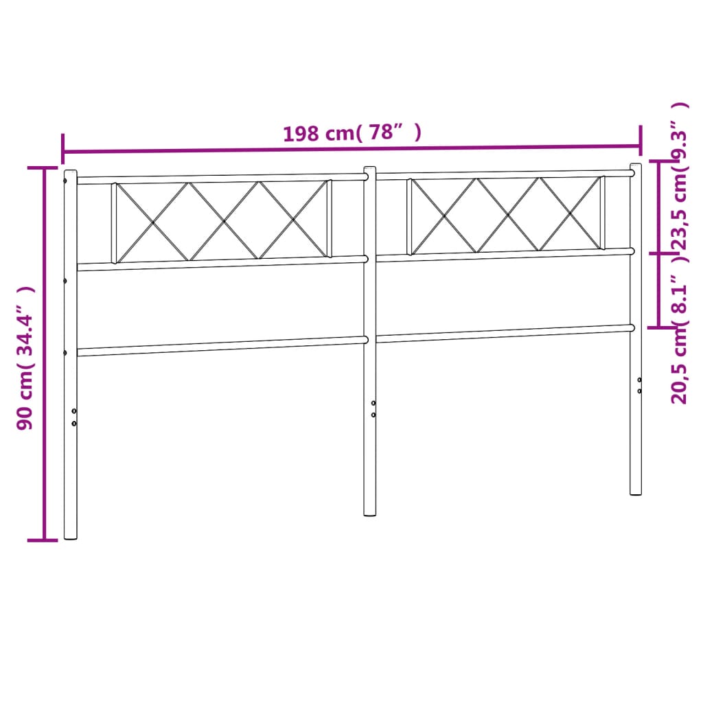 Hoofdbord 193 Cm Metaal Zwart