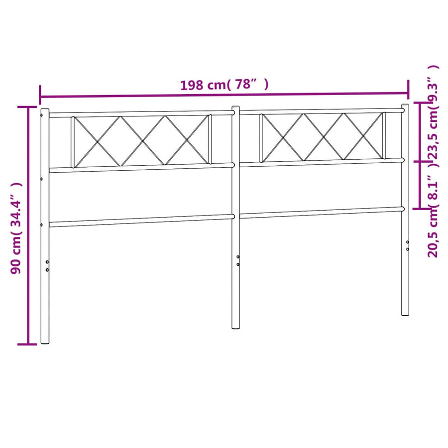 Hoofdbord 193 Cm Metaal Zwart