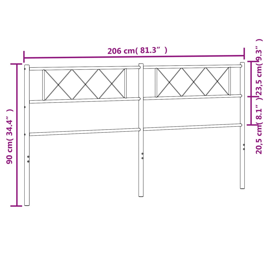 Hoofdbord 200 Cm Metaal Zwart