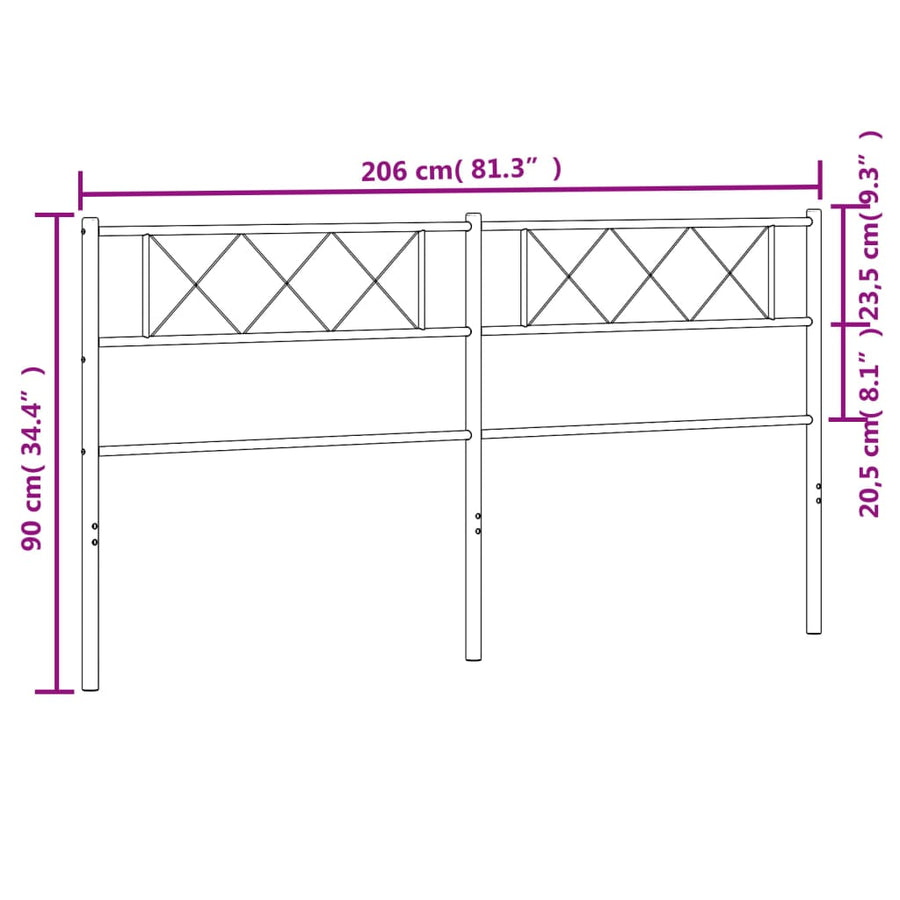 Hoofdbord 200 Cm Metaal Zwart
