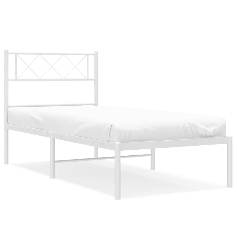 Bedframe Metaal 80 x 200 cm Wit met hoofdbord