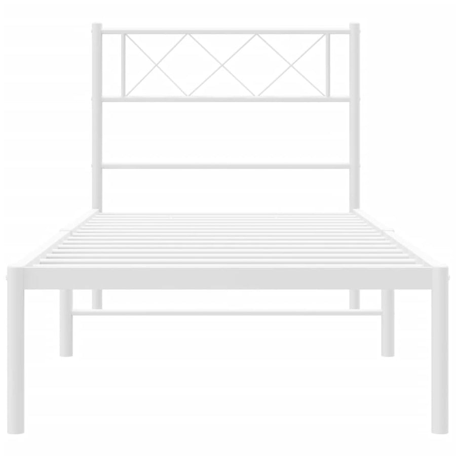 Bedframe Metaal 80 x 200 cm Wit met hoofdbord