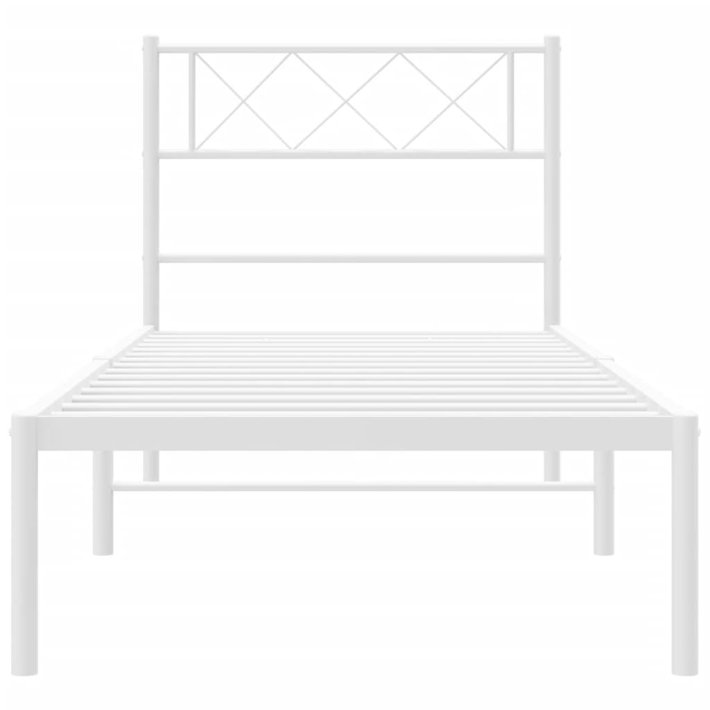 Bedframe Metaal 90 x 190 cm Wit met hoofdbord