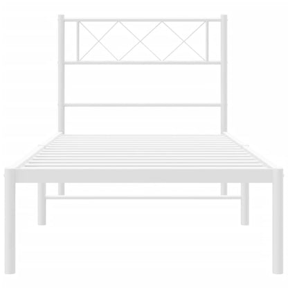 Bedframe Metaal 90 x 190 cm Wit met hoofdbord
