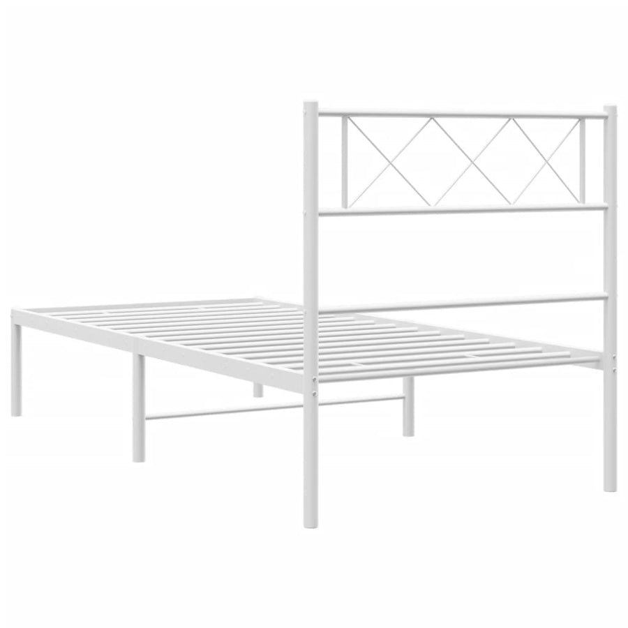 Bedframe Metaal 90 x 190 cm Wit met hoofdbord