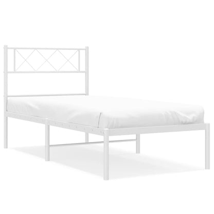 Bedframe Metaal 90 x 200 cm Wit met hoofdbord
