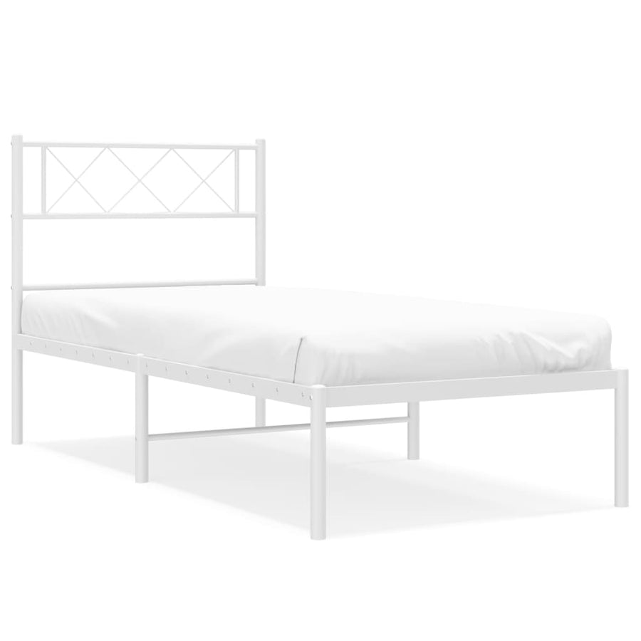 Bedframe Metaal 100 x 190 cm Wit met hoofdbord