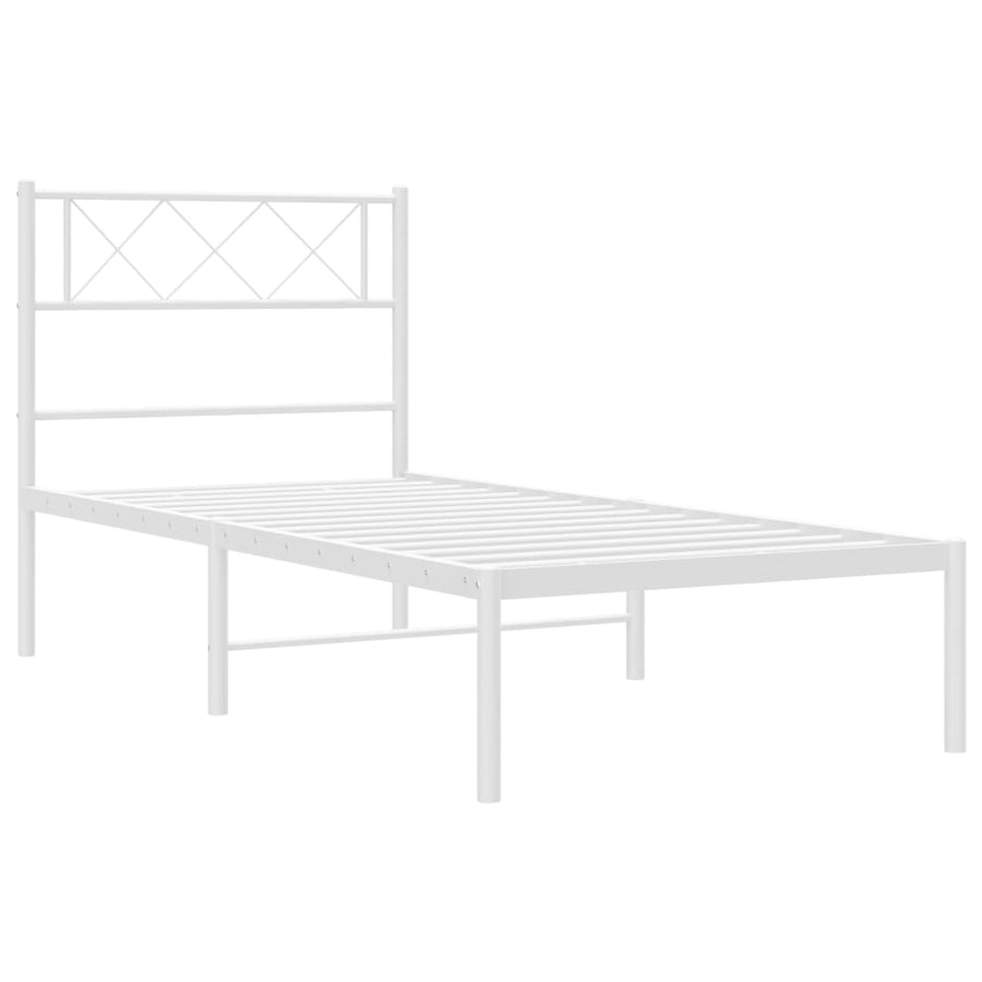 Bedframe Metaal 100 x 190 cm Wit met hoofdbord