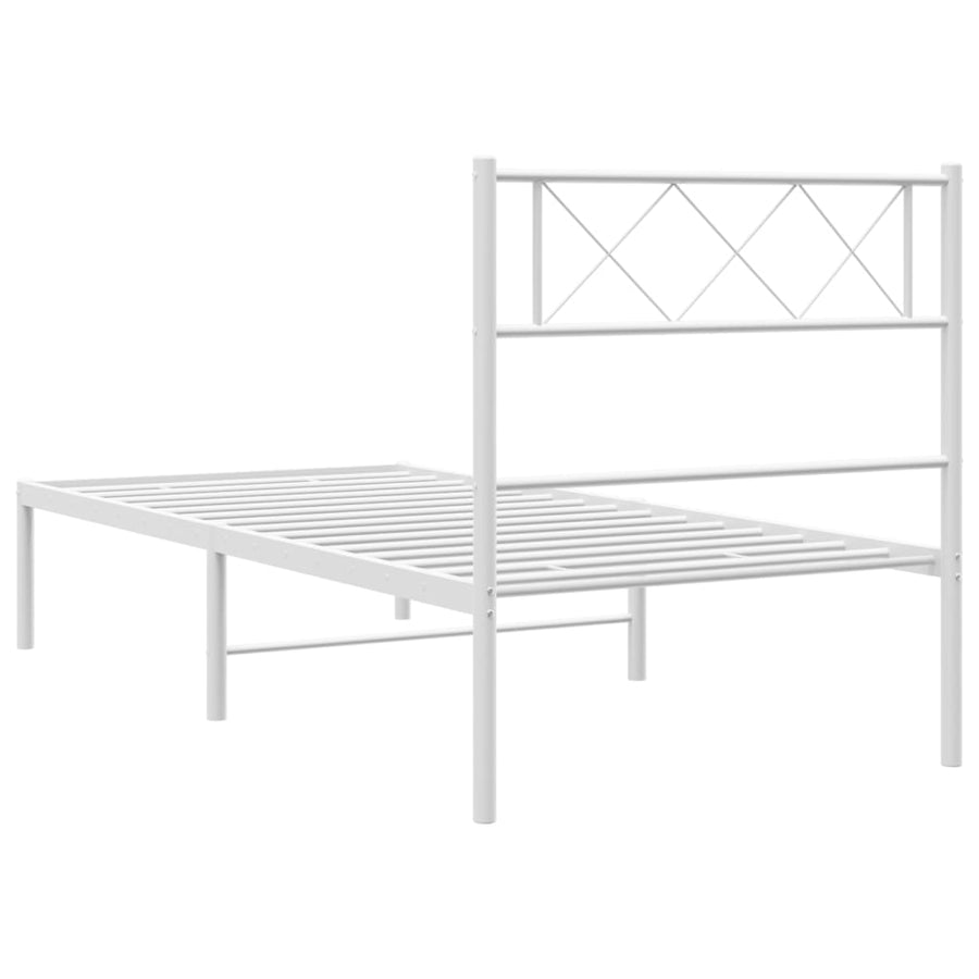 Bedframe Metaal 100 x 190 cm Wit met hoofdbord