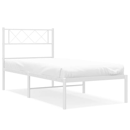 Bedframe Metaal 100 x 200 cm Wit met hoofdbord