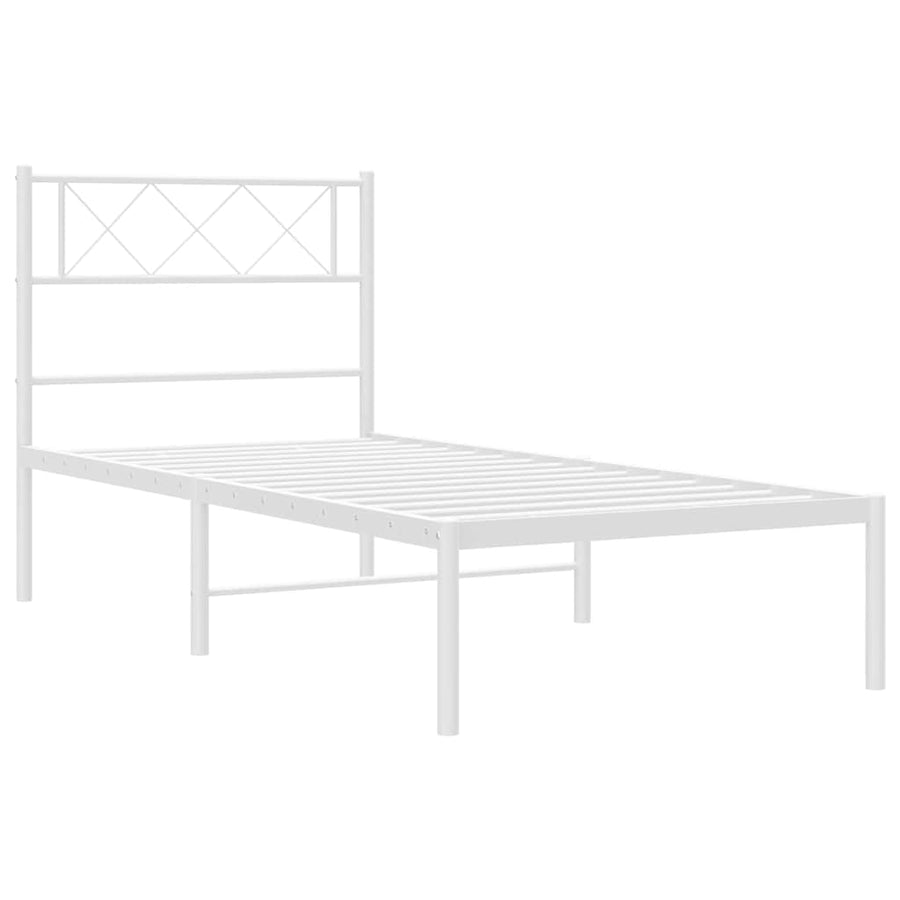 Bedframe Metaal 100 x 200 cm Wit met hoofdbord