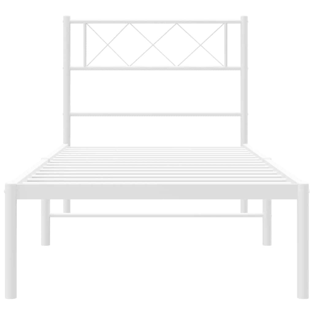 Bedframe Metaal 100 x 200 cm Wit met hoofdbord