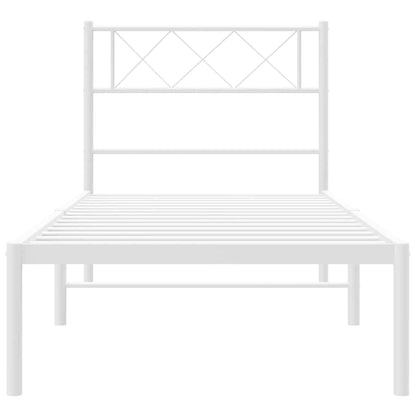 Bedframe Metaal 100 x 200 cm Wit met hoofdbord