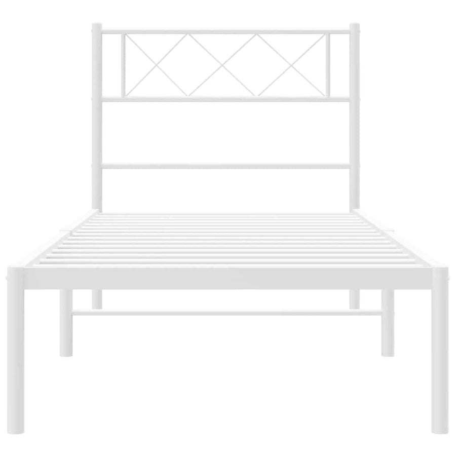 Bedframe Metaal 100 x 200 cm Wit met hoofdbord