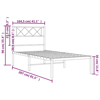 Bedframe Metaal 100 x 200 cm Wit met hoofdbord