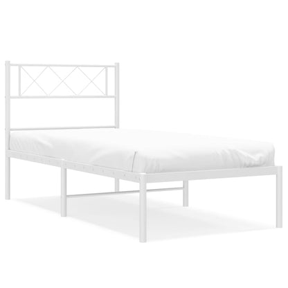 Bedframe Metaal 107 x 203 cm Wit met hoofdbord