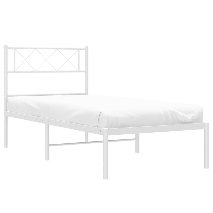 Bedframe Metaal 107 x 203 cm Wit met hoofdbord