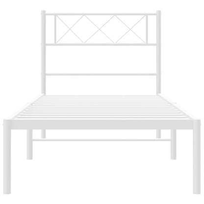 Bedframe Metaal 107 x 203 cm Wit met hoofdbord