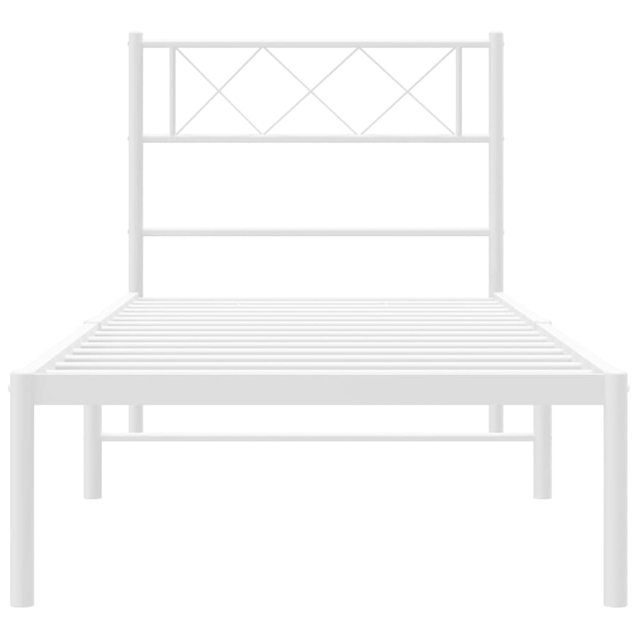 Bedframe Metaal 107 x 203 cm Wit met hoofdbord