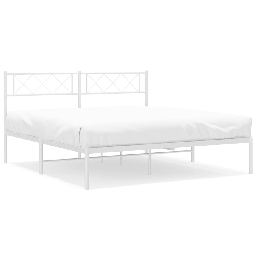Bedframe Metaal 135 x 190 cm Wit met hoofdbord