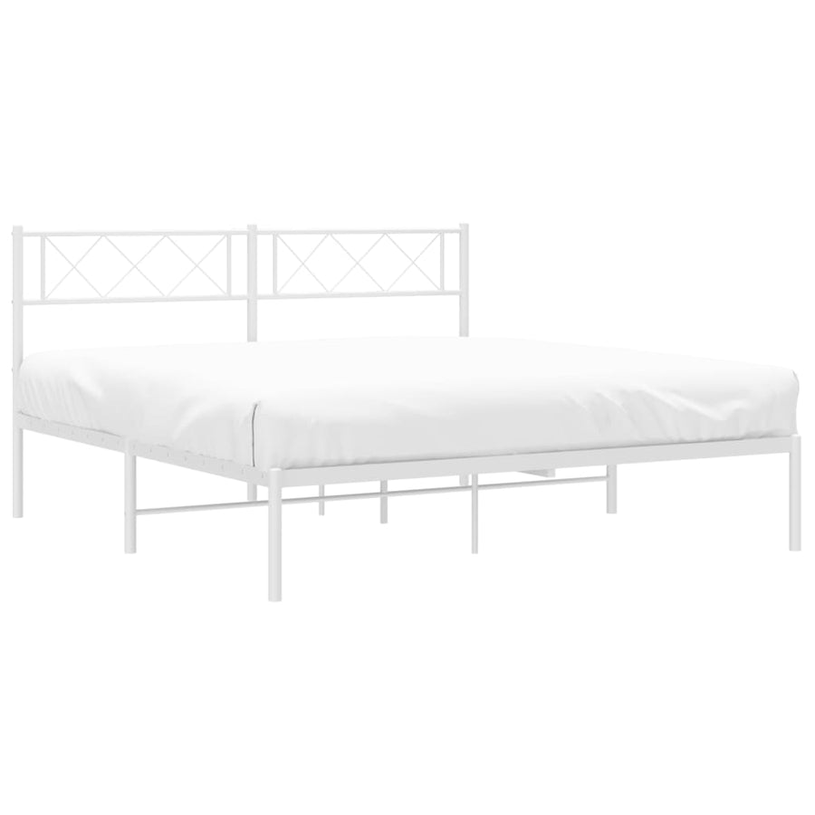 Bedframe Metaal 135 x 190 cm Wit met hoofdbord