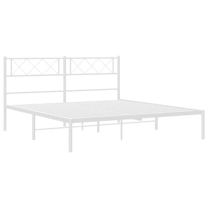 Bedframe Metaal 135 x 190 cm Wit met hoofdbord