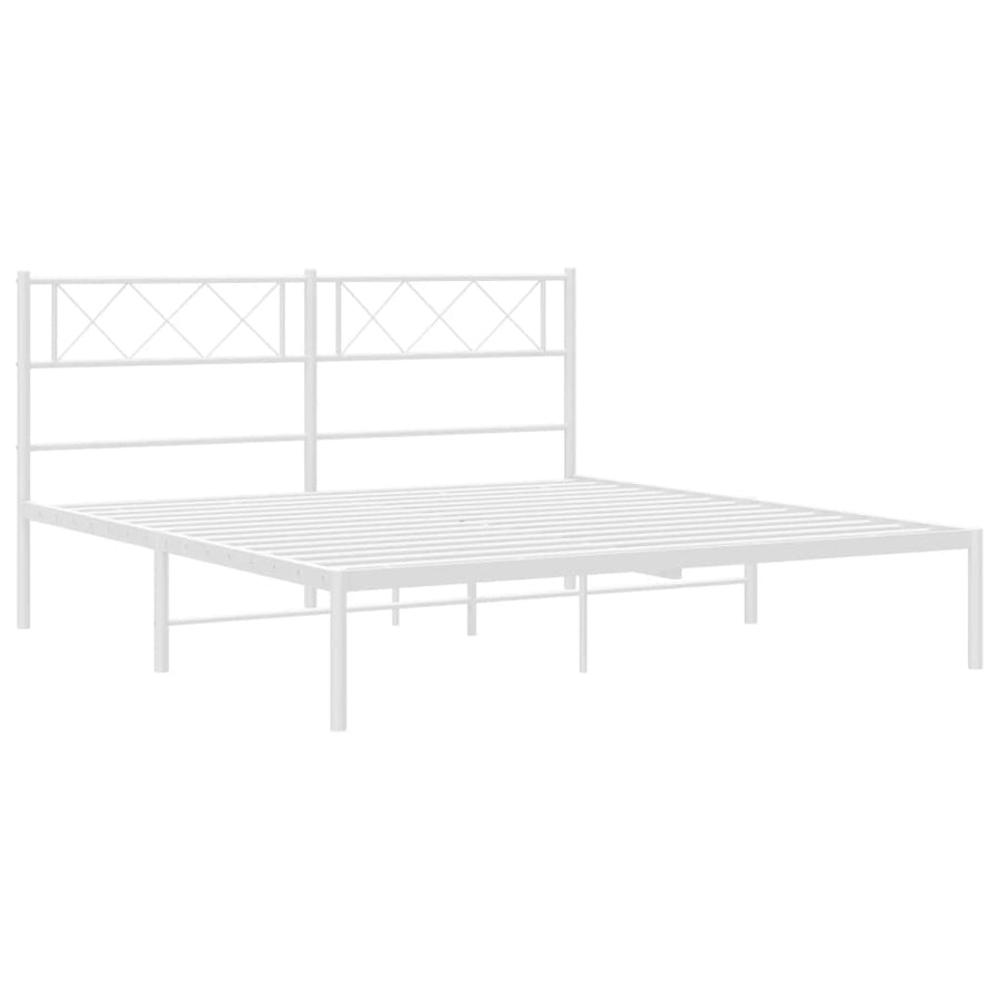 Bedframe Metaal 135 x 190 cm Wit met hoofdbord