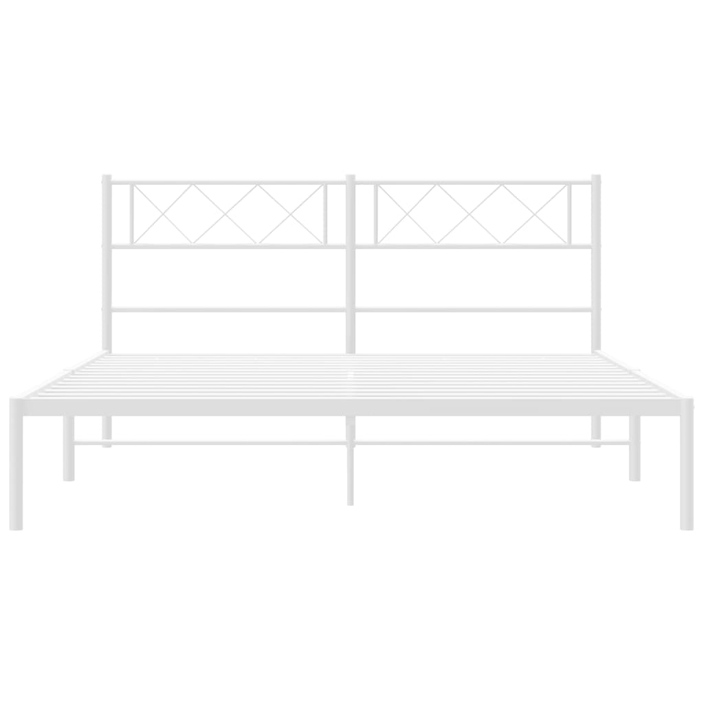 Bedframe Metaal 135 x 190 cm Wit met hoofdbord