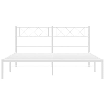 Bedframe Metaal 135 x 190 cm Wit met hoofdbord