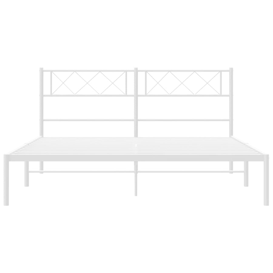 Bedframe Metaal 135 x 190 cm Wit met hoofdbord
