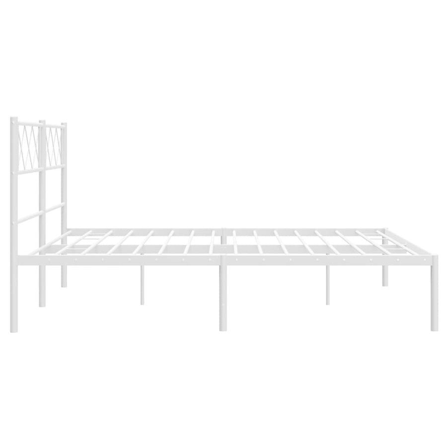 Bedframe Metaal 135 x 190 cm Wit met hoofdbord