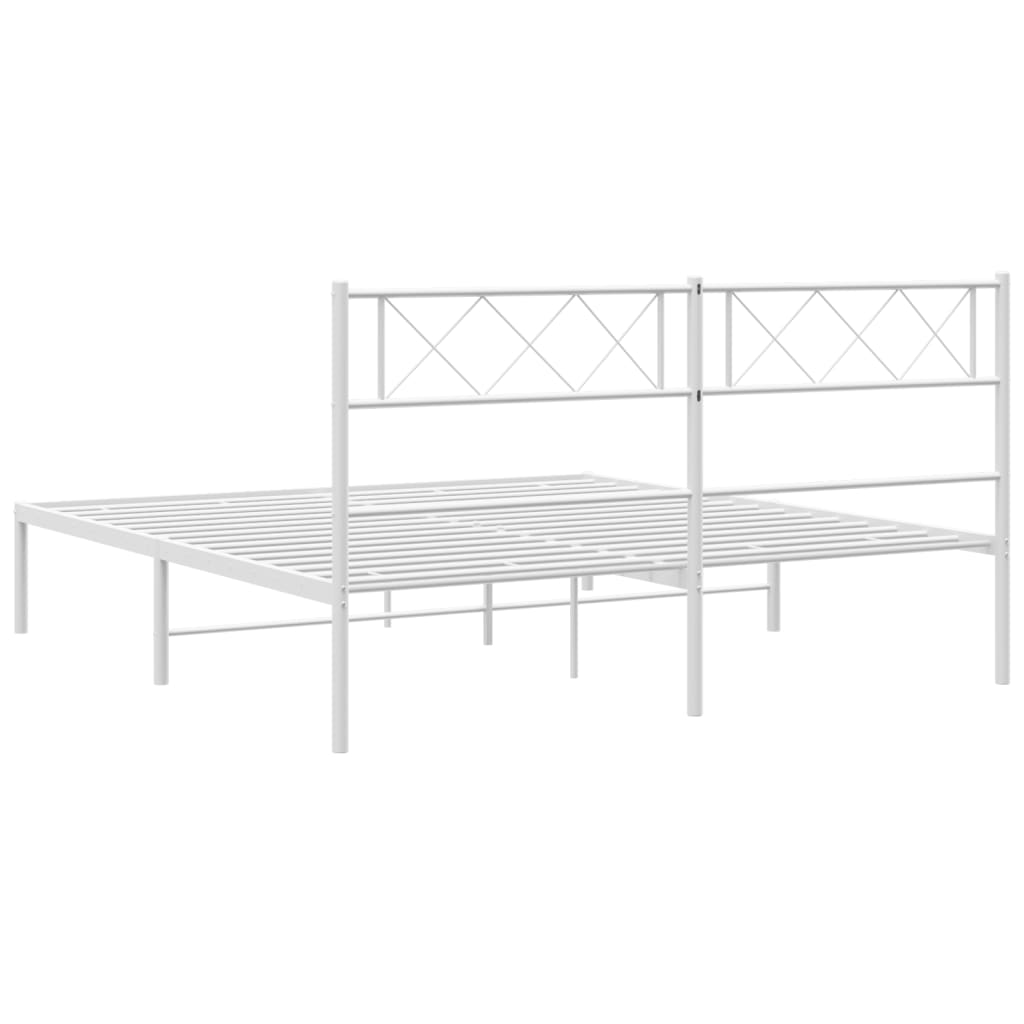 Bedframe Metaal 135 x 190 cm Wit met hoofdbord