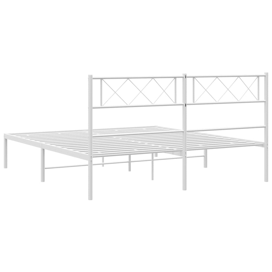 Bedframe Metaal 135 x 190 cm Wit met hoofdbord