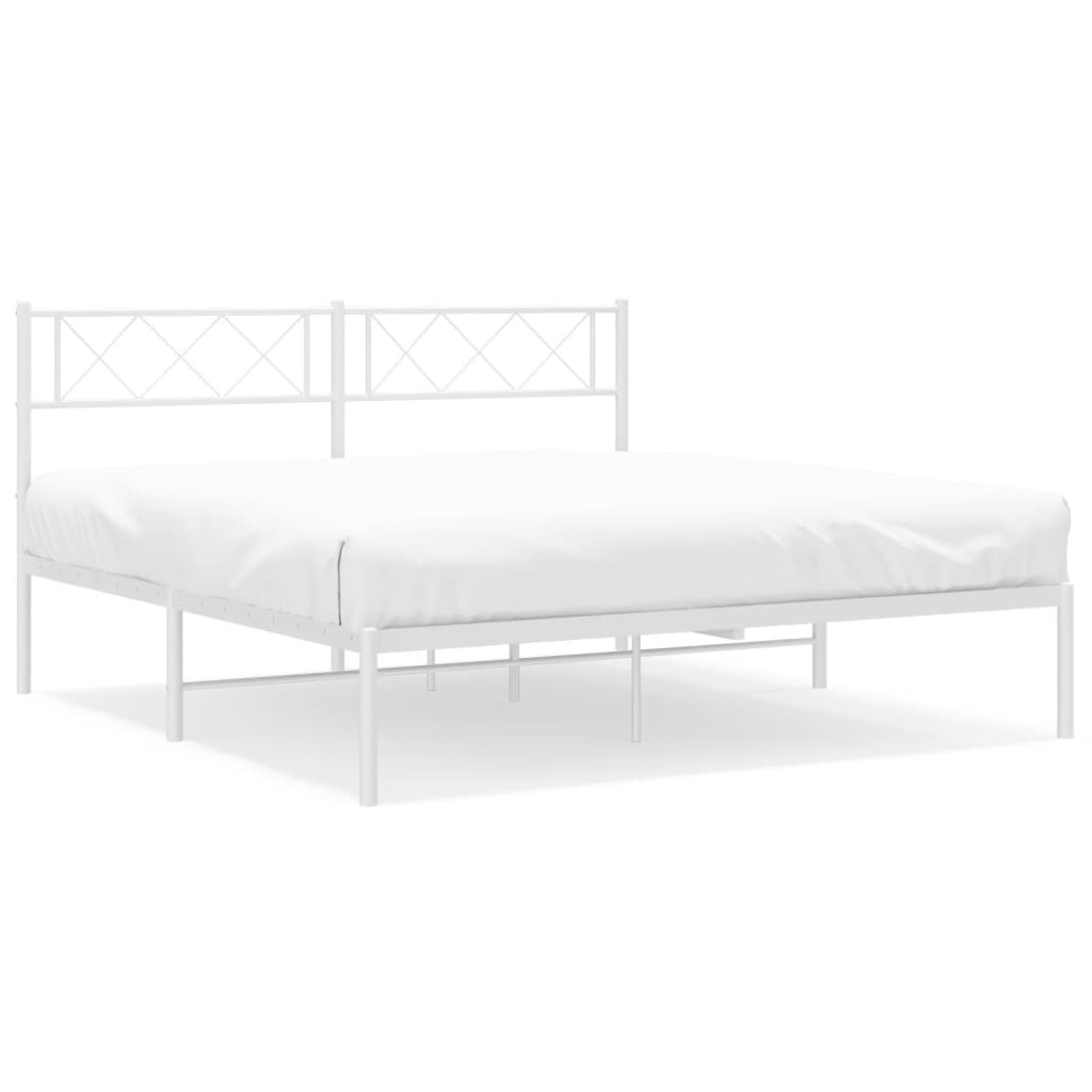 Bedframe Metaal 140 x 200 cm Wit met hoofdbord